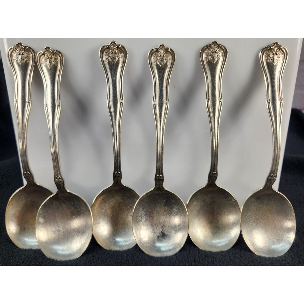 Vintage Set Of 6  Williams 1880 Silverplated Soup Spoons